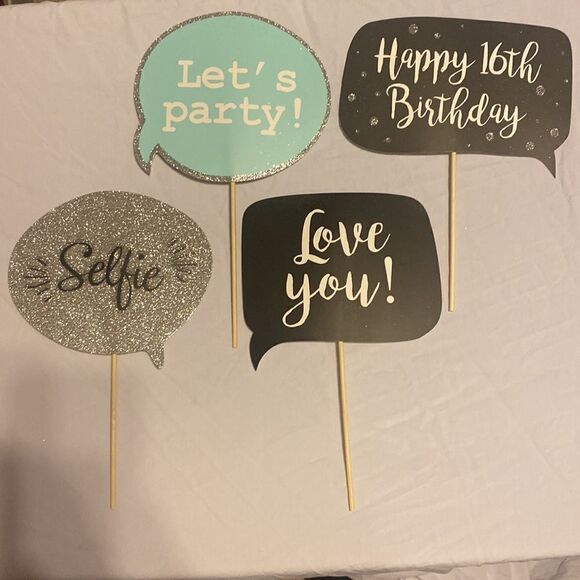 Perfect Occasions Sweet 16 Themed Photo Booth Decor Props Set of 46 Props EUC - Picture 3 of 14